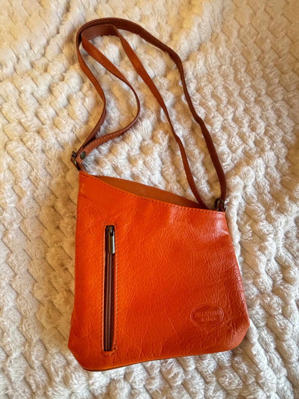 Pelleteria di Mario Italian Leather Crossbody Orange